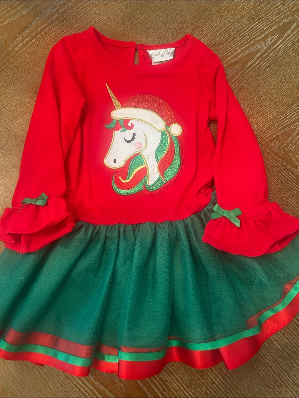 Emily Rose Red & Green Unicorn Holiday Tutu Dress